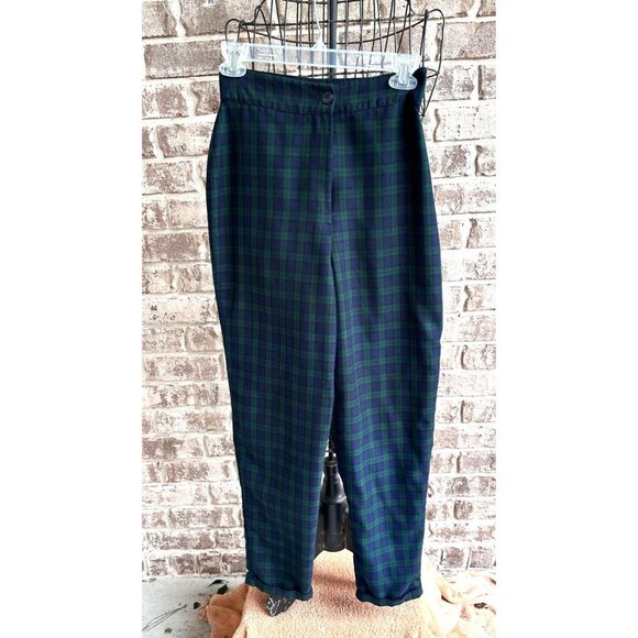 Nasty Gal Collection Plaid Trousers Pants Size 4 Cuffed Ankle High Waist… - Picture 2 of 12